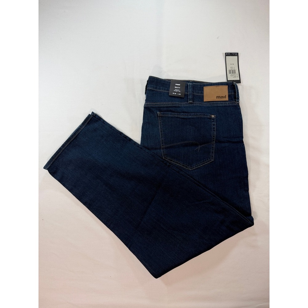 Mavi Matt Relaxed Straight‎ Leg Jeans Mens 46x32 Dark Indigo Blue